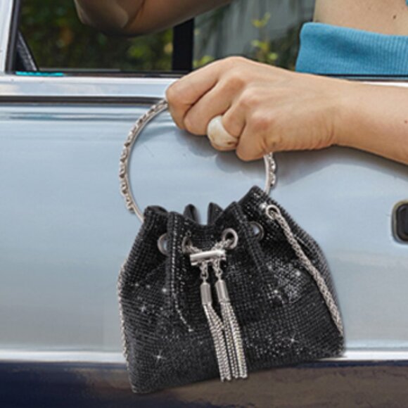 Neiman Marcus Black Bling Crystal Rhinestone Purse